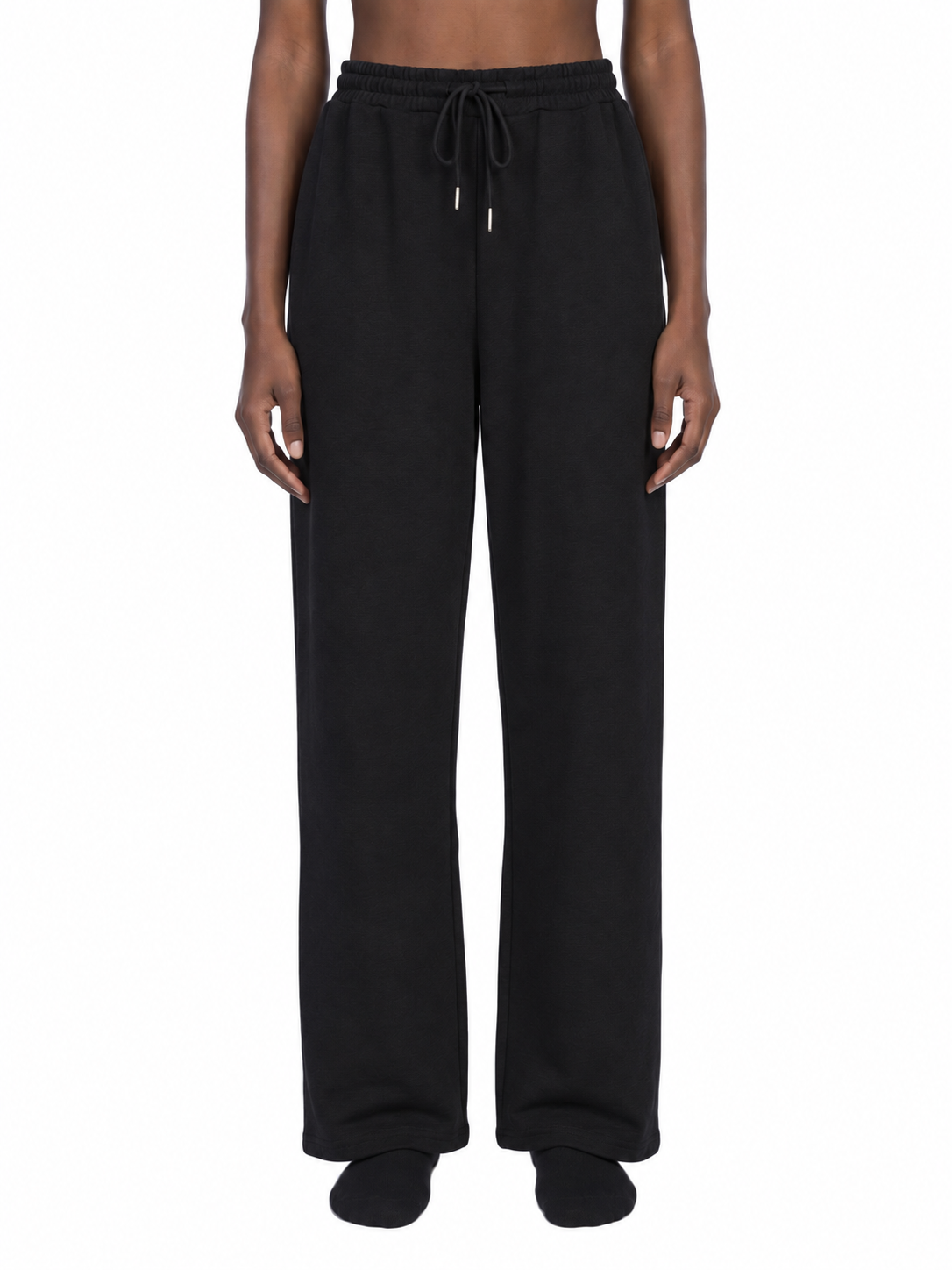 Angel-Wings Straight Leg Sweatpants Black