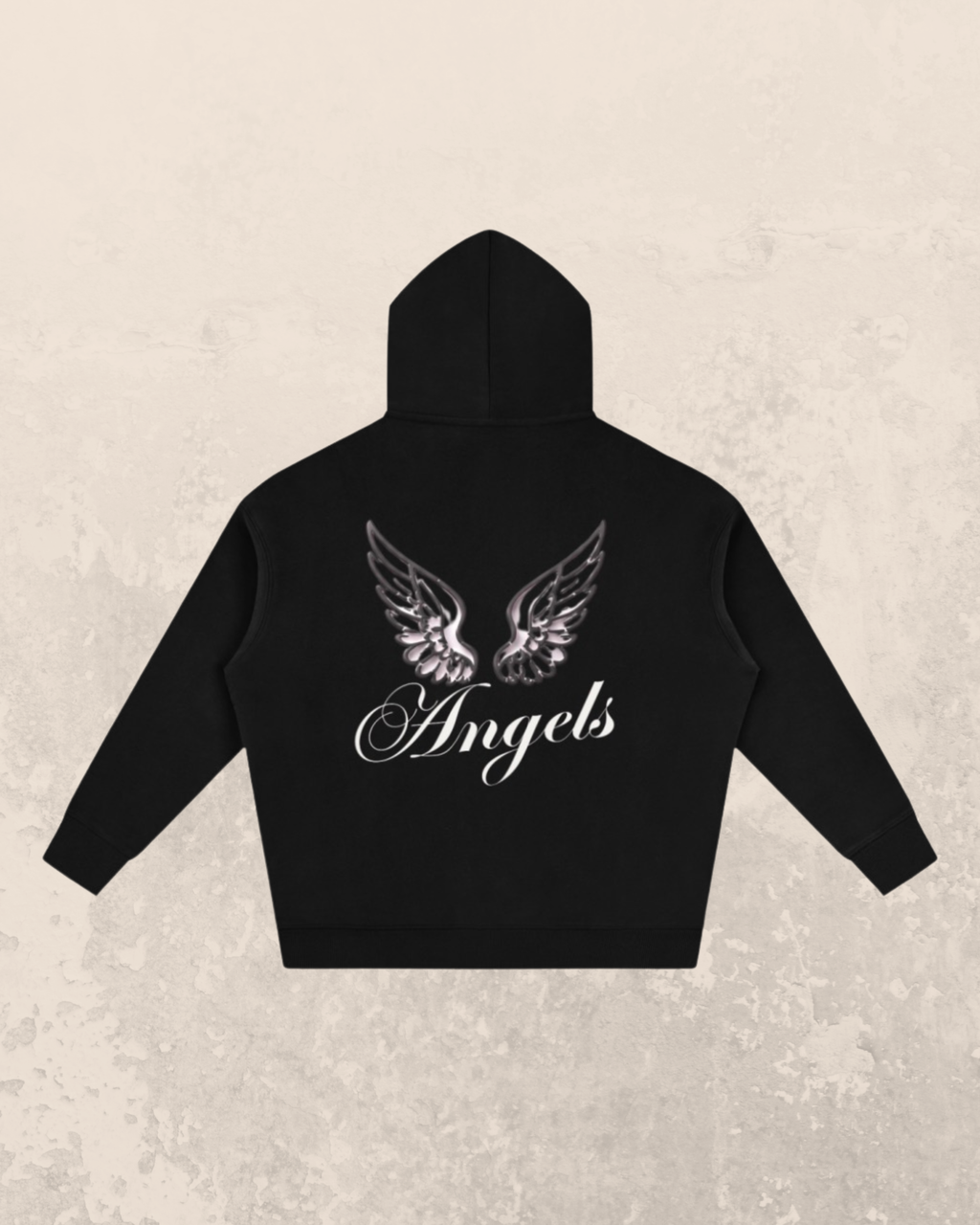 Angel-Wings Signature Oversized Hoodie – Black