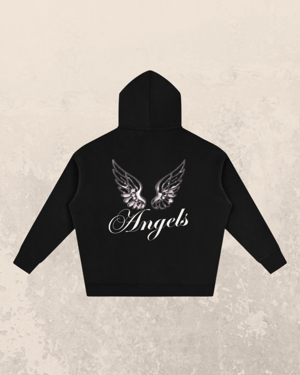 Angel-Wings Signature Oversized Hoodie – Black