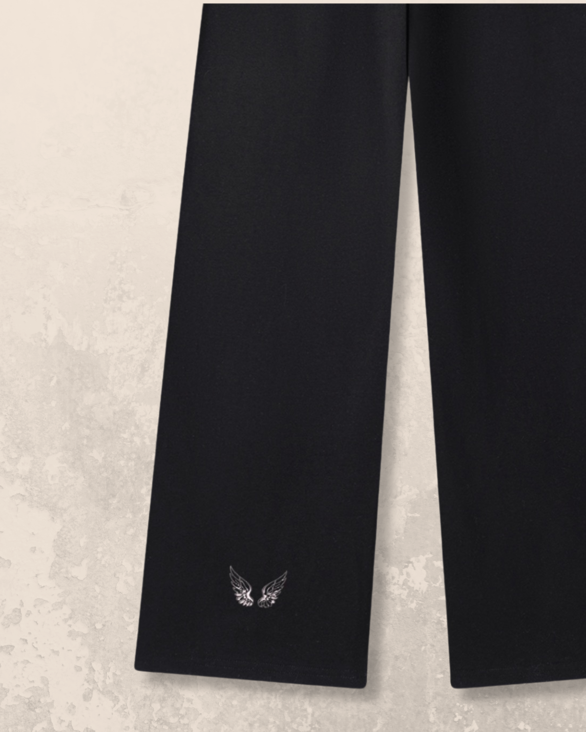 Angel-Wings Straight Leg Sweatpants Black