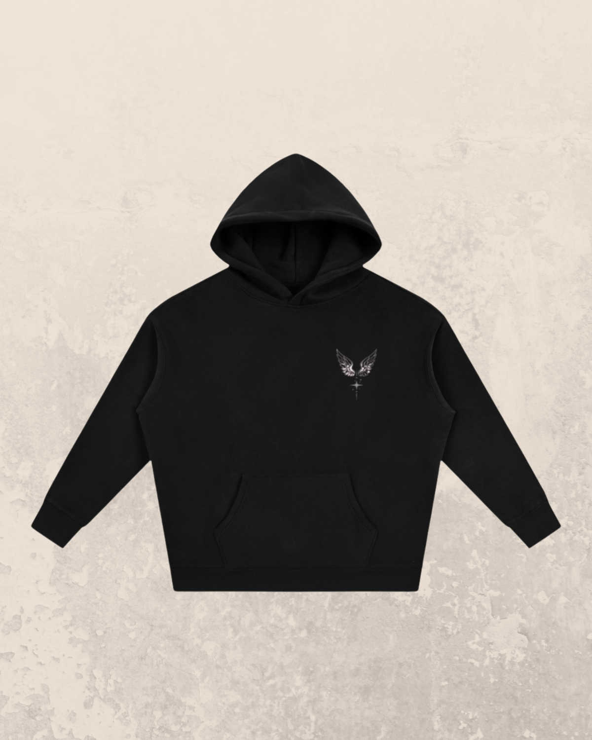 Angel-Wings Signature Oversized Hoodie – Black