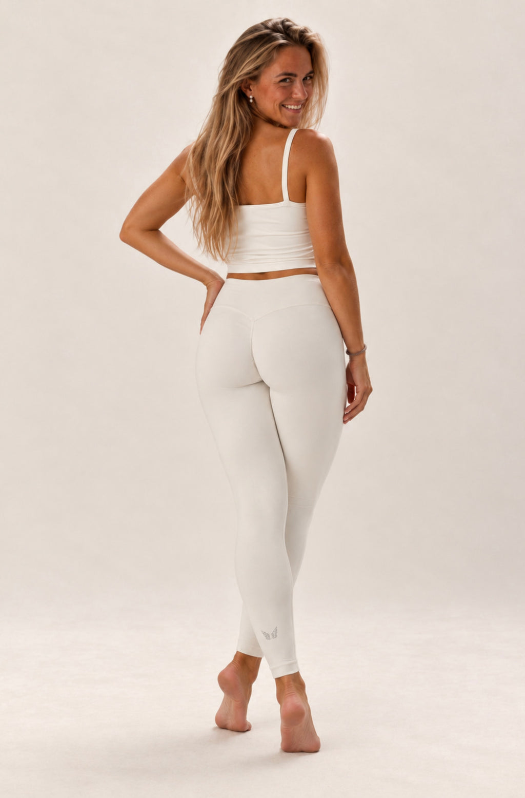 Angel-Wings High-Rise Leggings – Light Grey