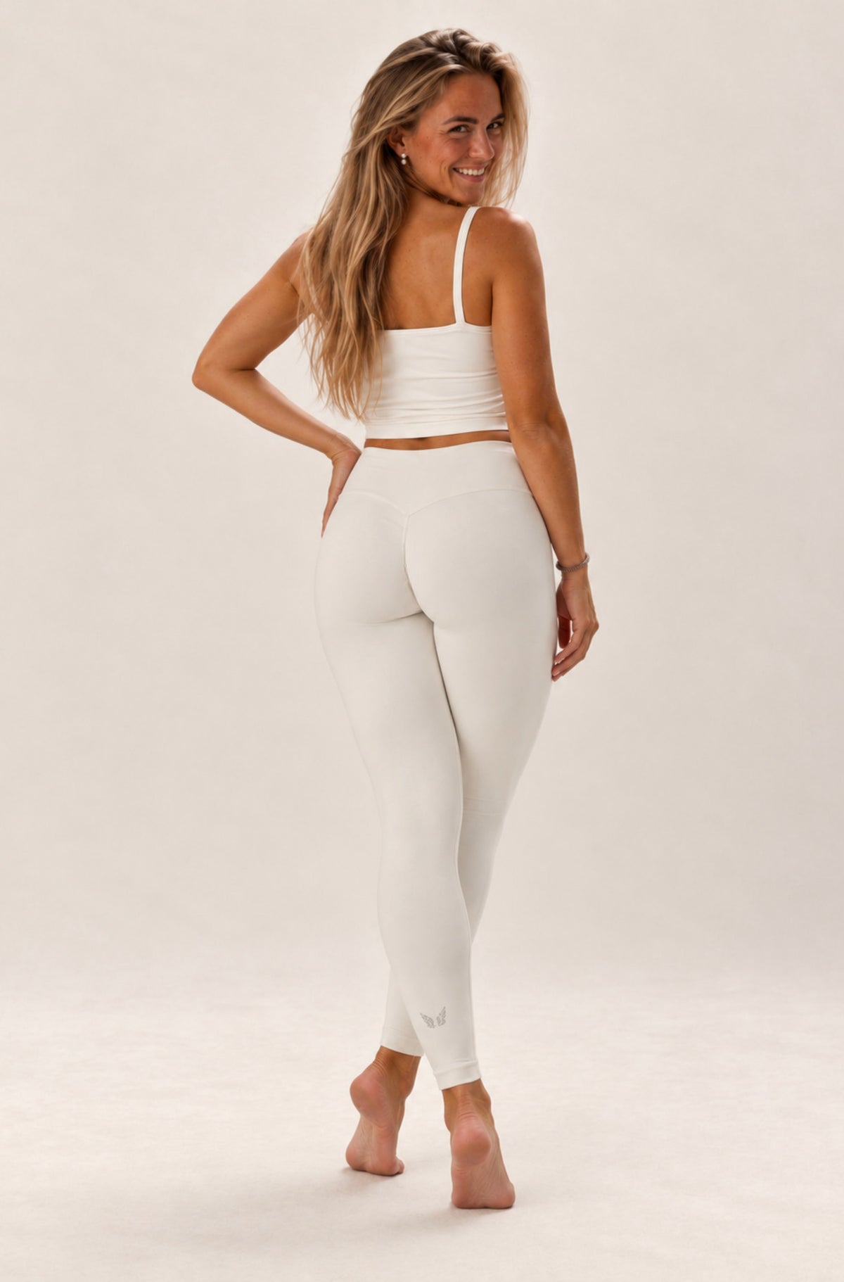 Angel-Wings High-Rise Leggings – Light Grey