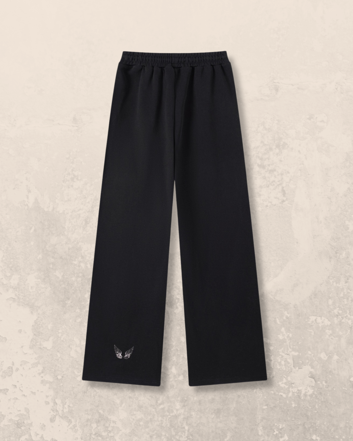 Angel-Wings Straight Leg Sweatpants Black