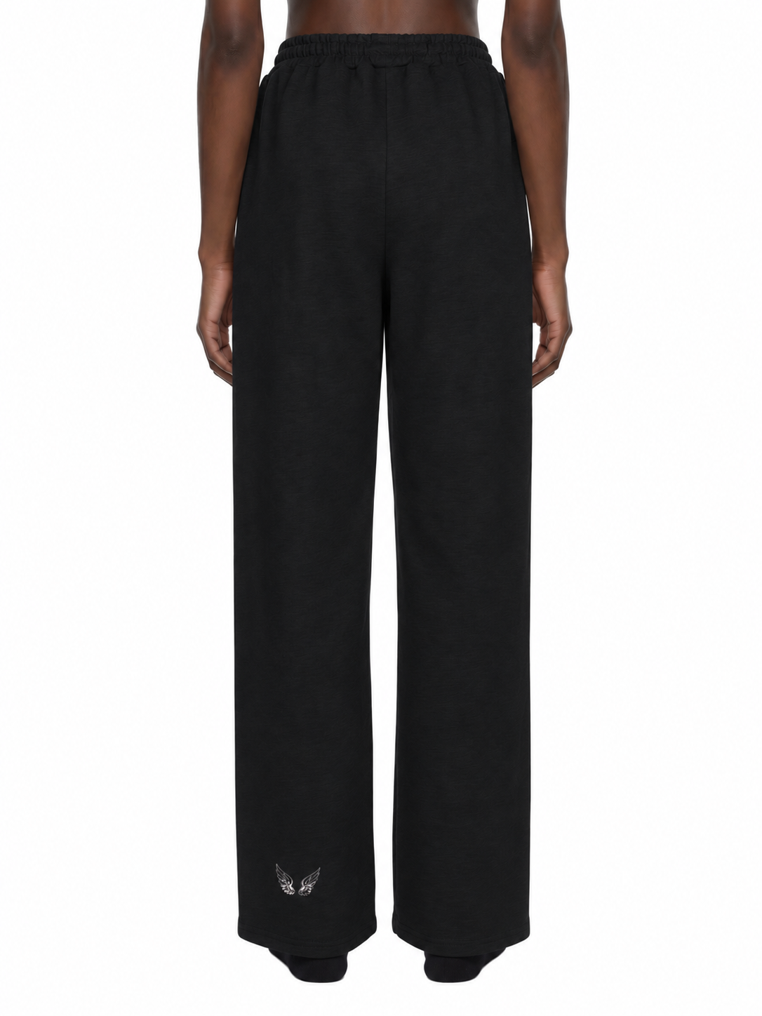Angel-Wings Straight Leg Sweatpants Black