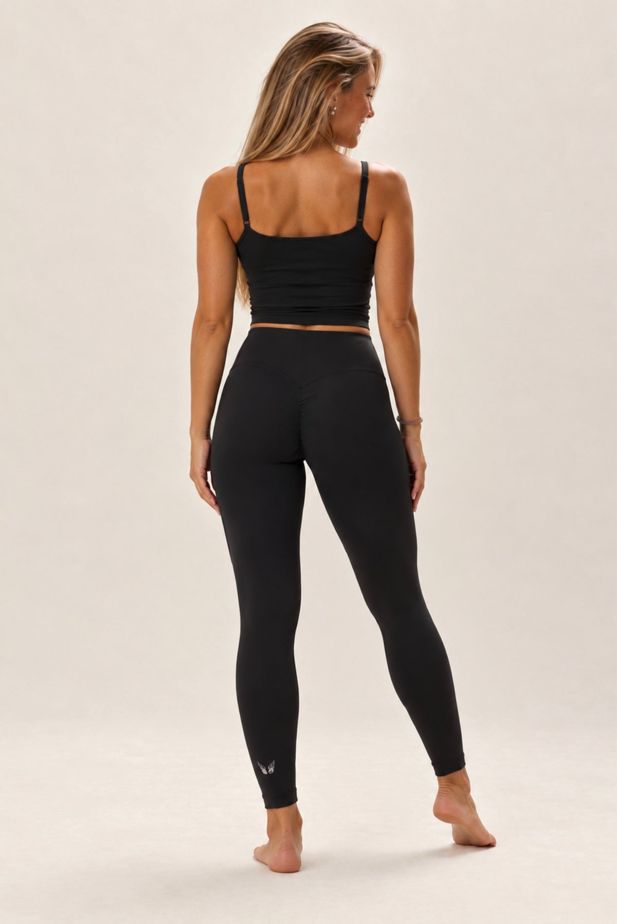 Angel-Wings High-Rise Leggings – Black