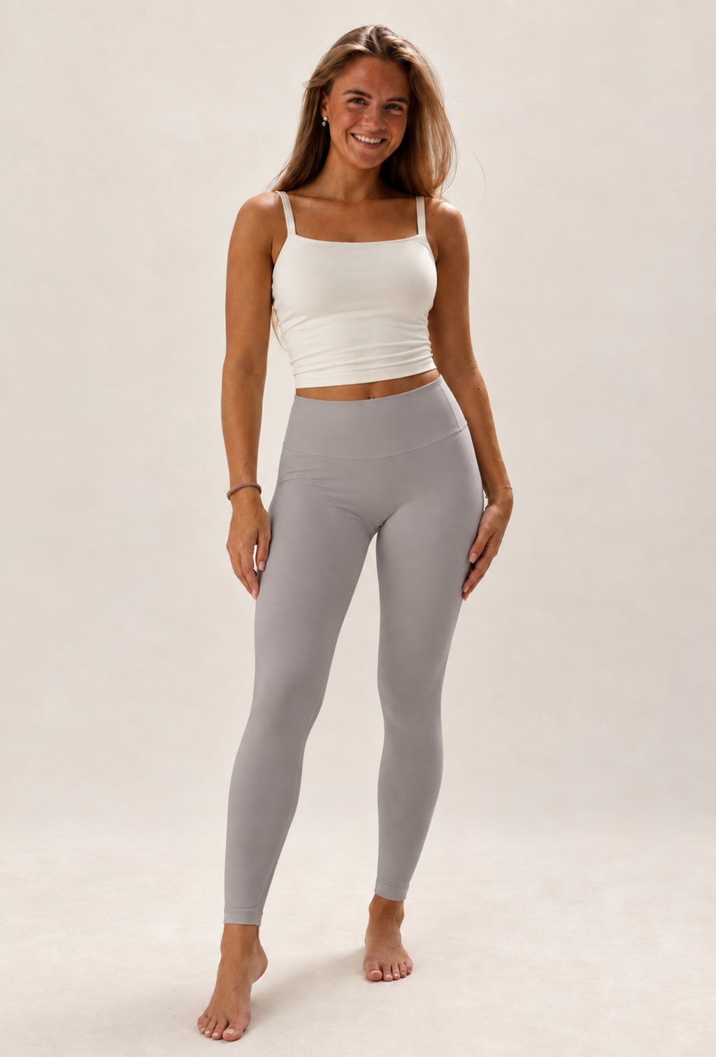 Angel-Wings High-Rise Leggings – Grey