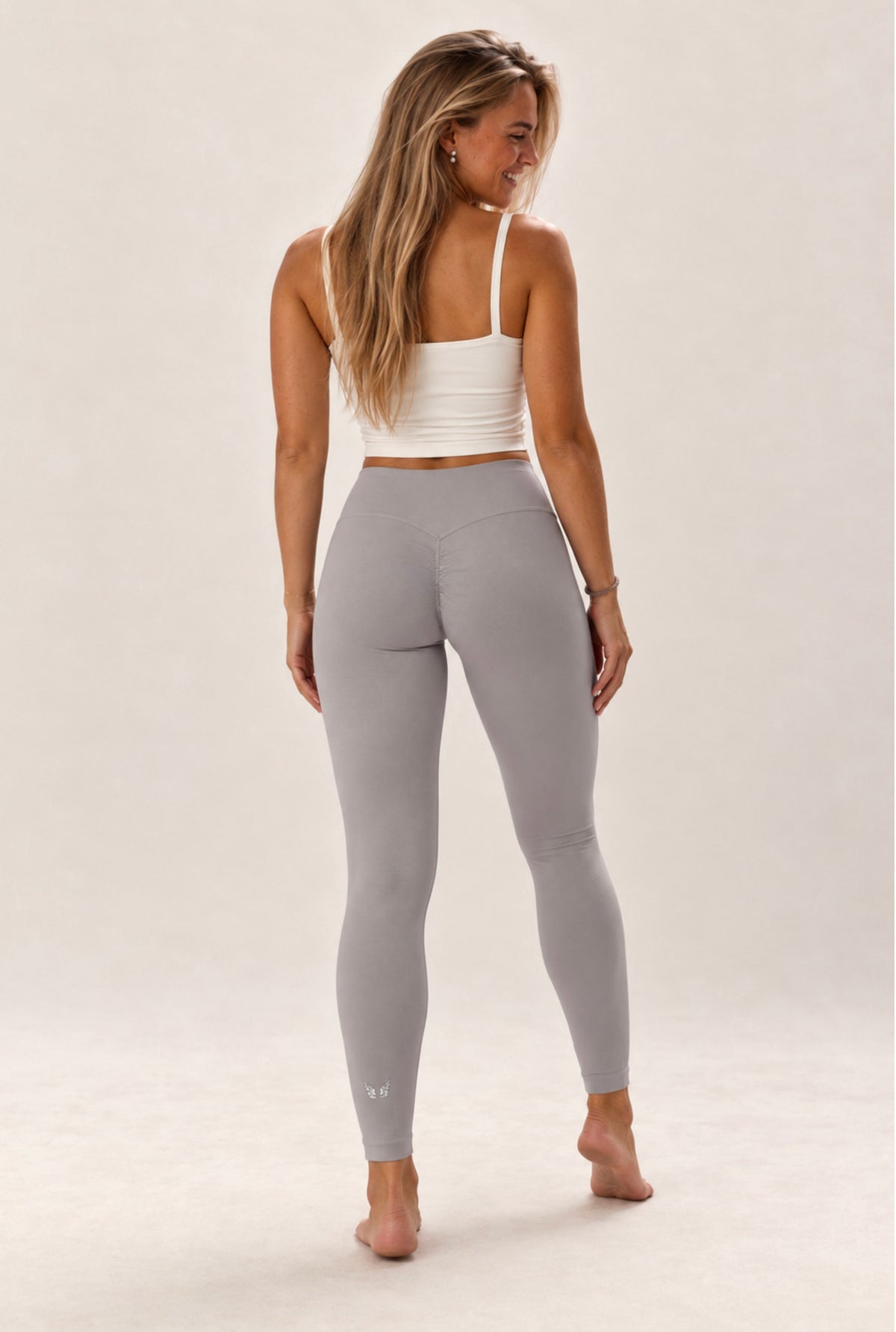 Angel-Wings High-Rise Leggings – Grey